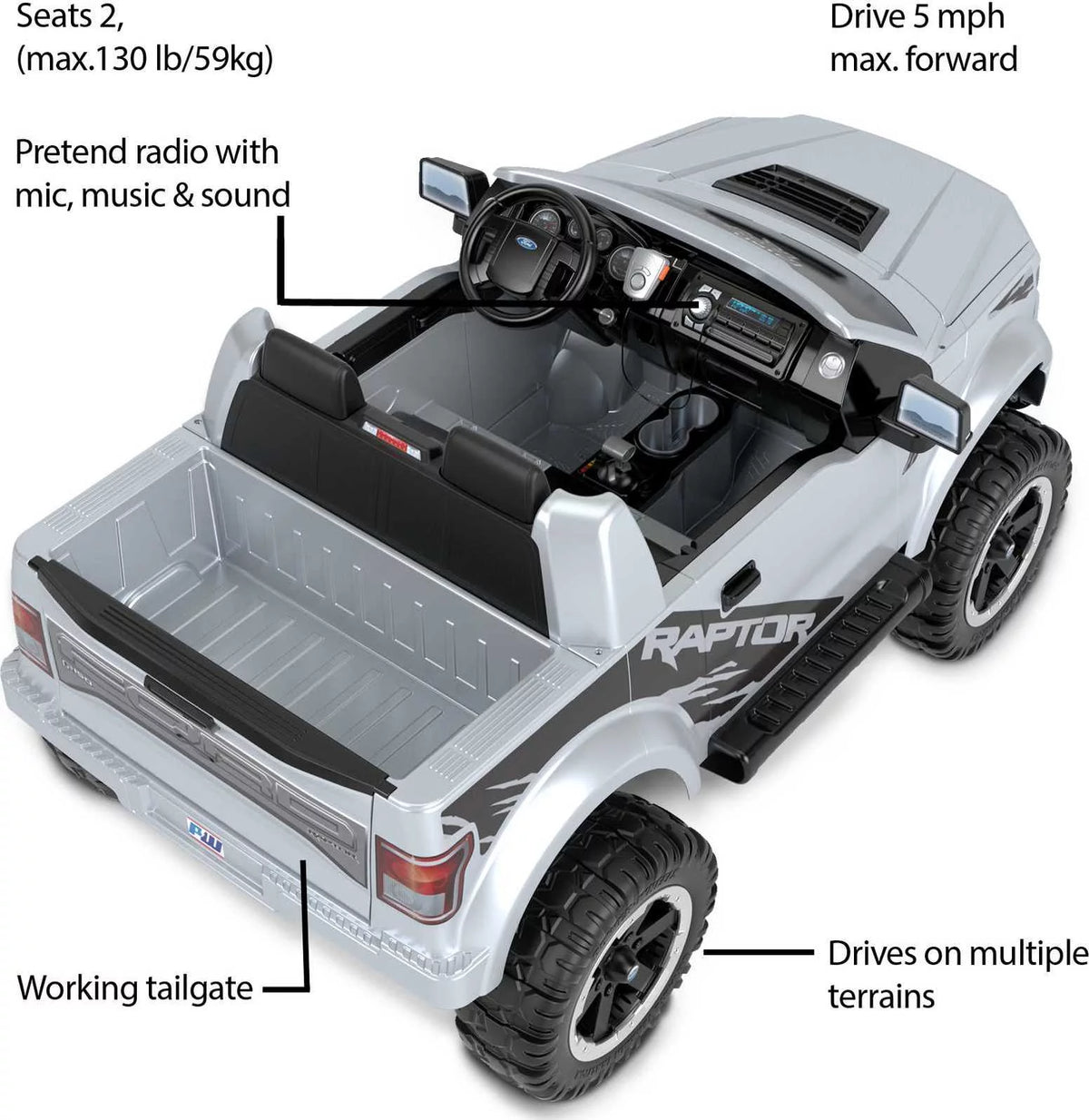12V Battery-Powered Ride-On Vehicle with Music Sounds & Microphone N174693