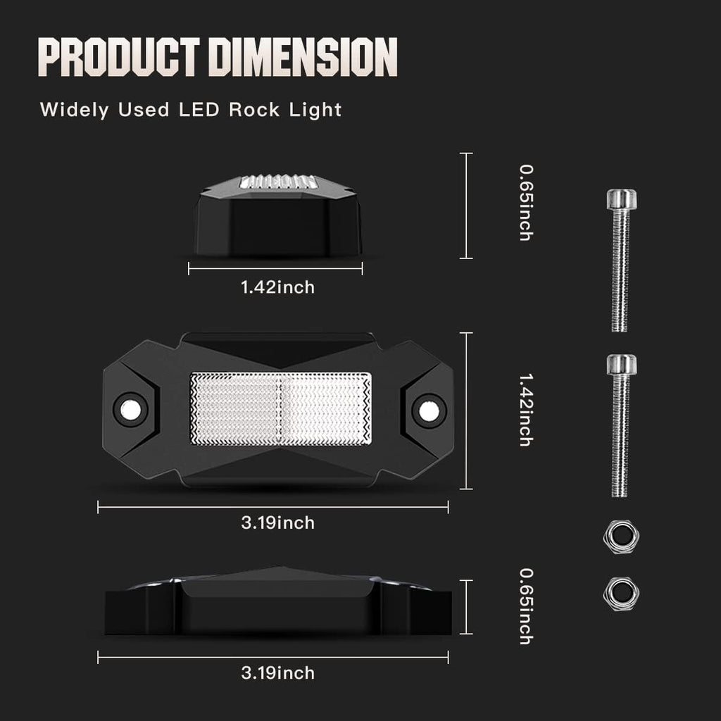 White LED Rock Lights 12PCS Underbody Lights Q380