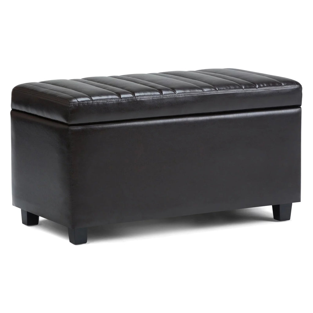 Stone Grey Faux Leather Storage Ottoman Bench Z43258