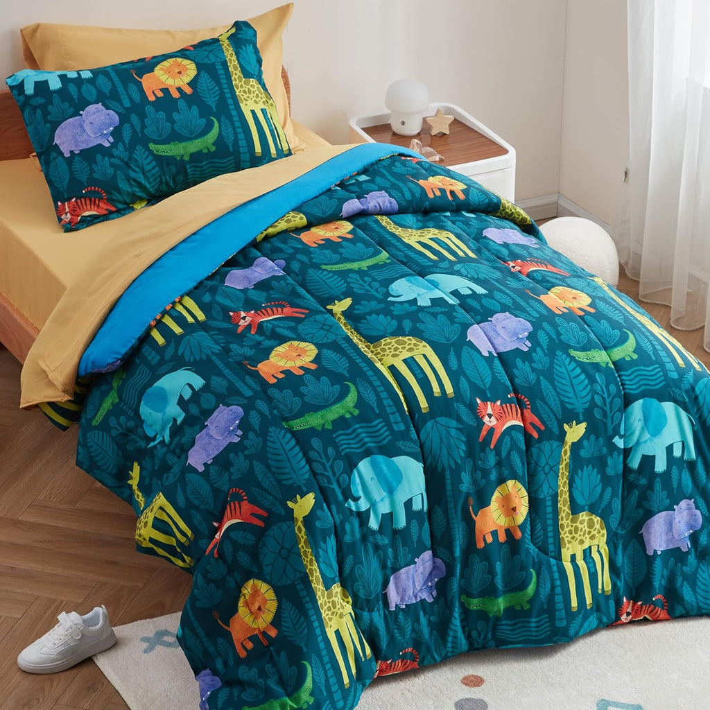 Blue Twin 5 Piece Microfiber Bedding Set I52066