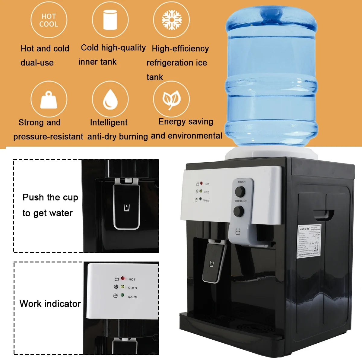 500W Electric Hot Cold Water Cooler Dispenser T5644