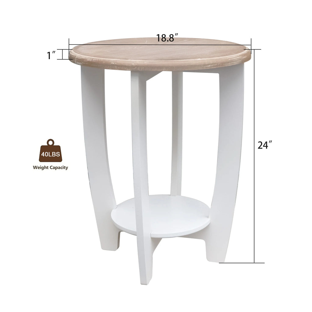 2 Tiers Wooden Round End Table K950104