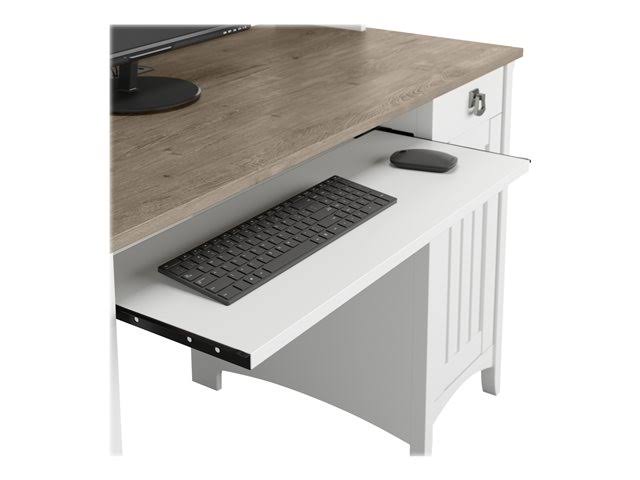 Pure White and Shiplap Gray Small Computer Desk with Hutch D4428