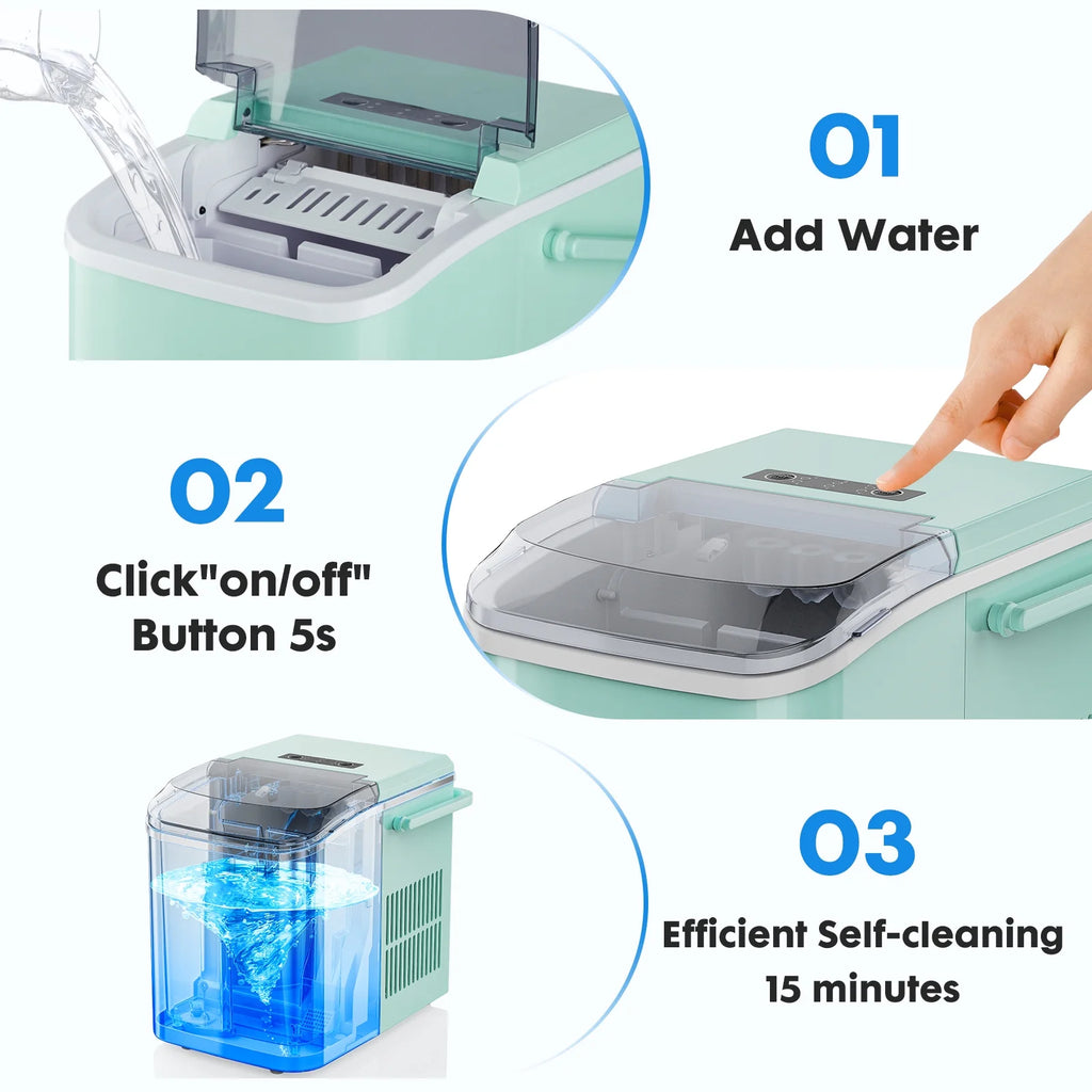 Portable Ice Maker Machine with Scoop and Basket S6508