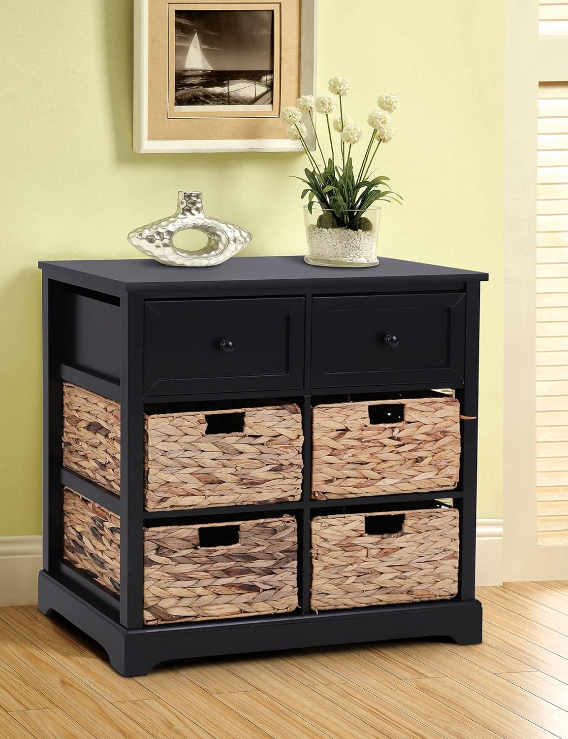 Black Storage Cabinet with 2 Drawers & 4 Removable Baskets Q444478