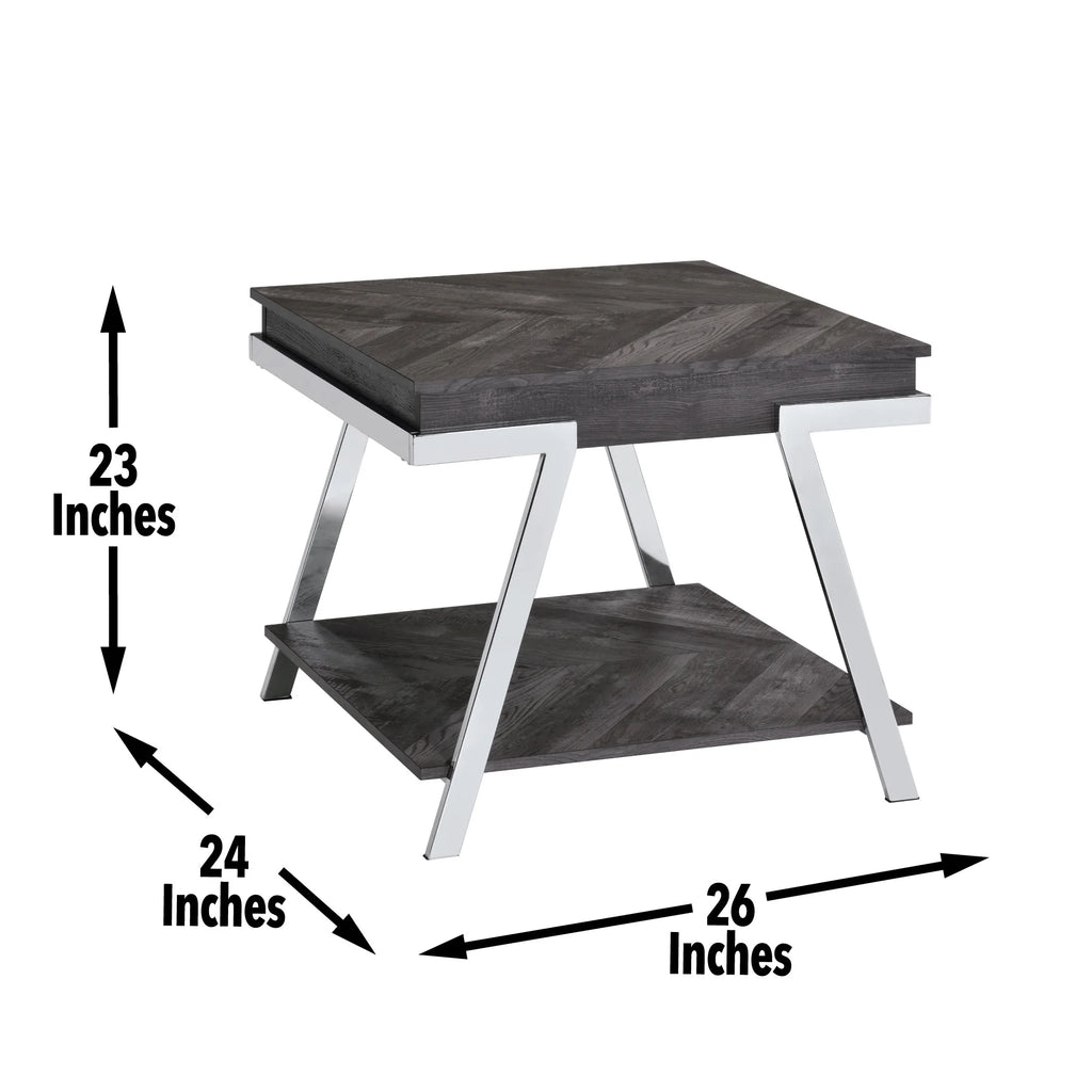 Dark Gray Wood and Laminate End Table J7996