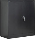 Metal Storage Cabinet with 2 Shelves and 2 Doors, Steel Locking Cabinet, 36.2 H x 31.5 W x 15.7 D (Black) M4018