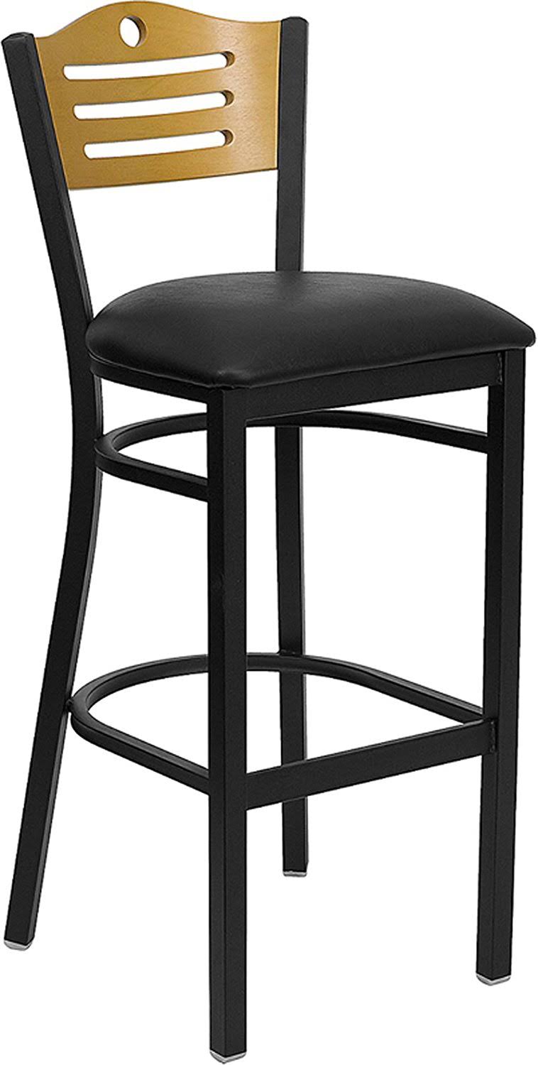 Black Slat Back Metal Bar Stool R99221