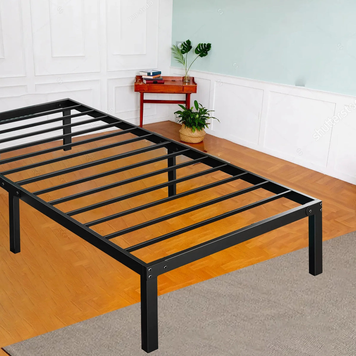 Queen Black Storage Metal Platform Bed Frame H346