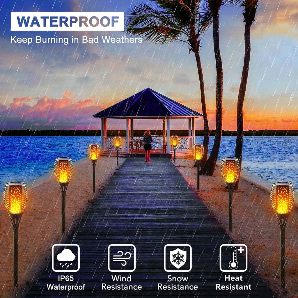 Solar Torch Light with Flickering Flame, 8 Pack Outdoor Waterproof D3577