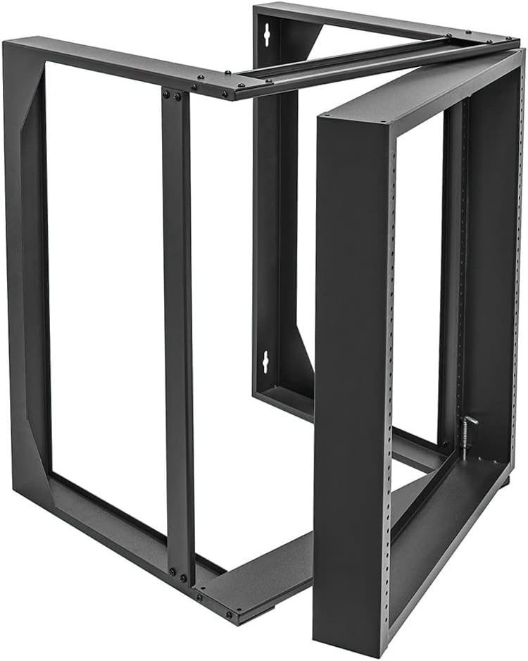 6U Wall Mount Open Frame Rack 19 Inch 2 Post Server Equipment Rack 16 Inch Depth Black P9735