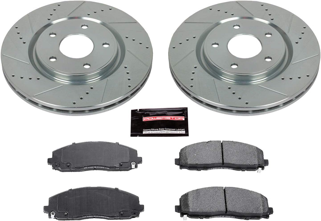 Z23 Carbon Fiber Brake Pads with Drilled & Slotted Brake Rotors Kit V94436
