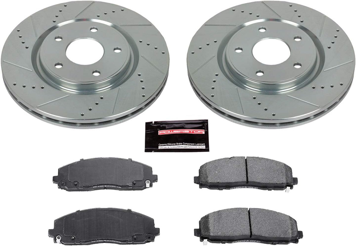 Z23 Carbon Fiber Brake Pads with Drilled & Slotted Brake Rotors Kit V94436
