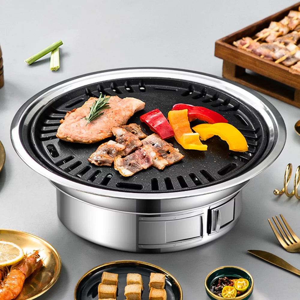 Charcoal Grill Non-stick Portable Stainless Steel BBQ Stove W1696