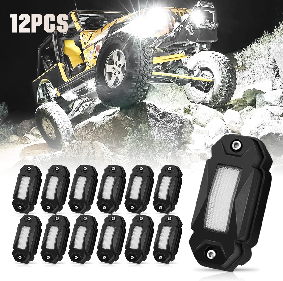 White LED Rock Lights 12PCS Underbody Lights Q380
