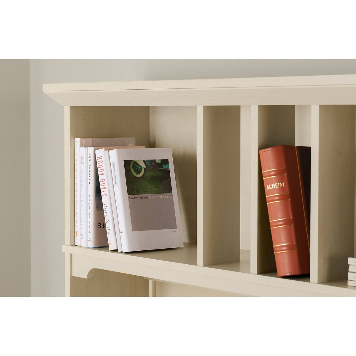 Pure White and Shiplap Gray Small Computer Desk with Hutch D4428