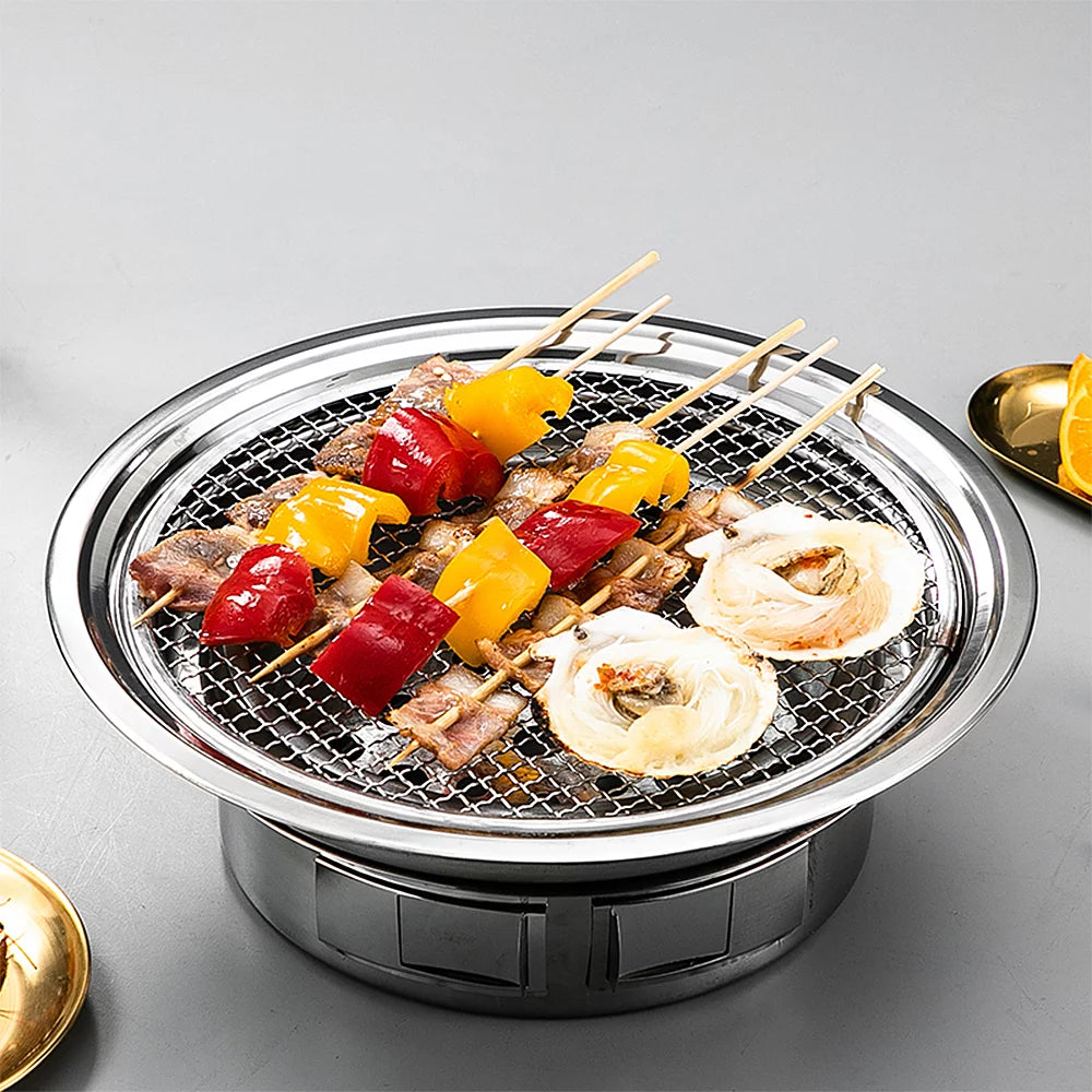 Charcoal Grill Non-stick Portable Stainless Steel BBQ Stove W1696