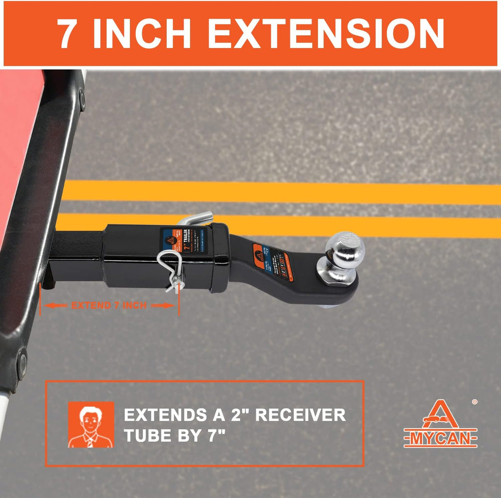 Hitch Extender 7 inch Trailer Extension for 2 inch Receiver Solid Shank 3500 lbs Pack of 2 A9265