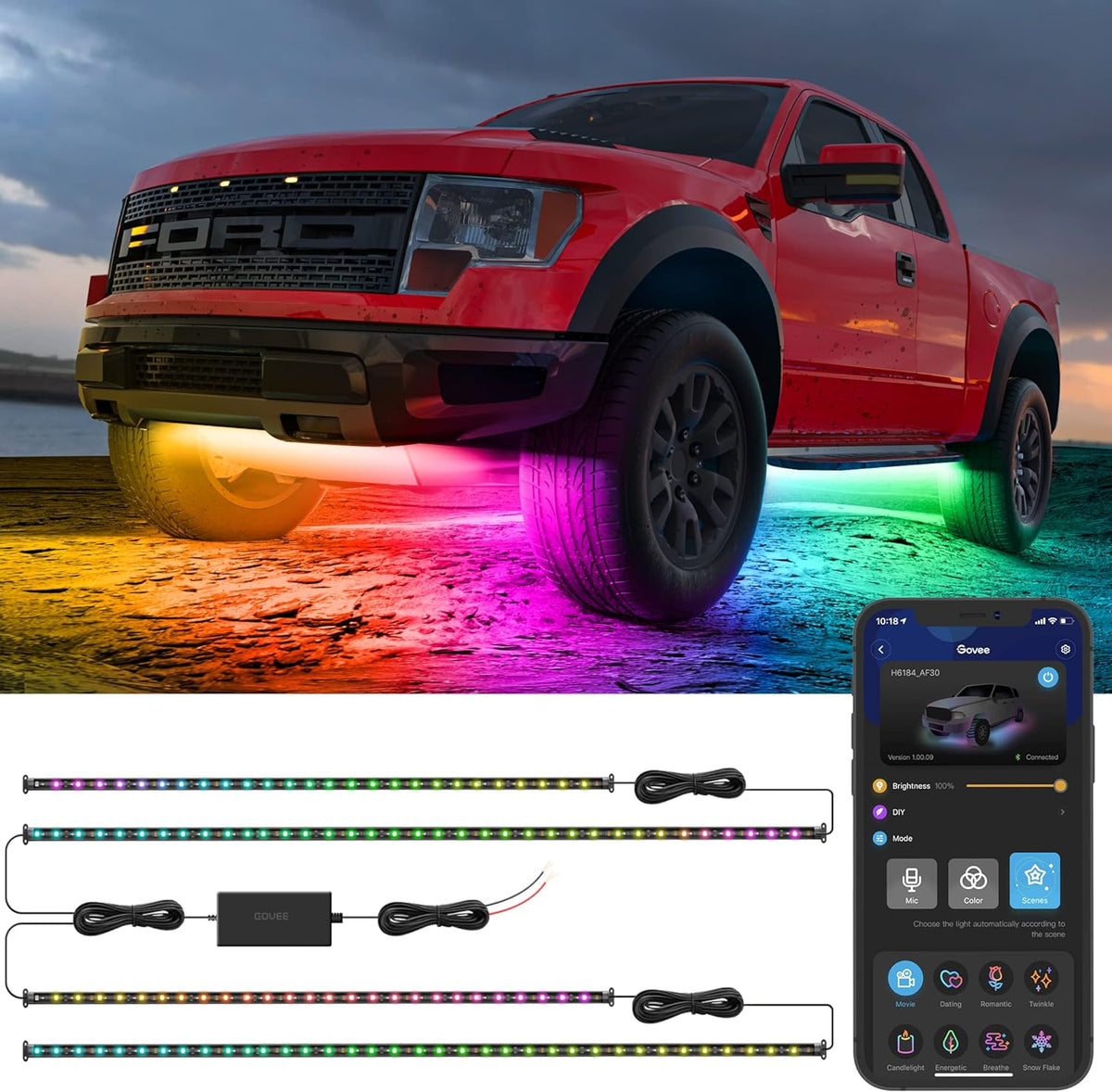 Smart Under Car Lights with App Control, RGBIC, Pack of 2 M828792
