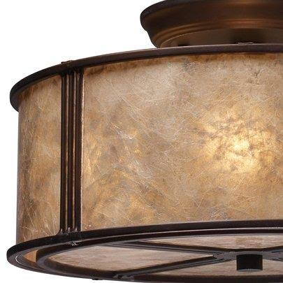 3-Light Semi-Flush in Aged Bronze & Tan Mica Shade L39993