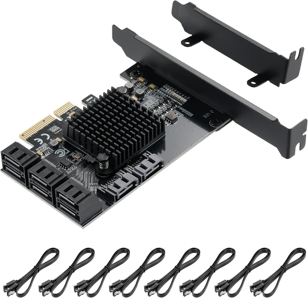 PCIE to SATA 3.0 6 Gbps Expansion Card with 16 SATA Cables B23479