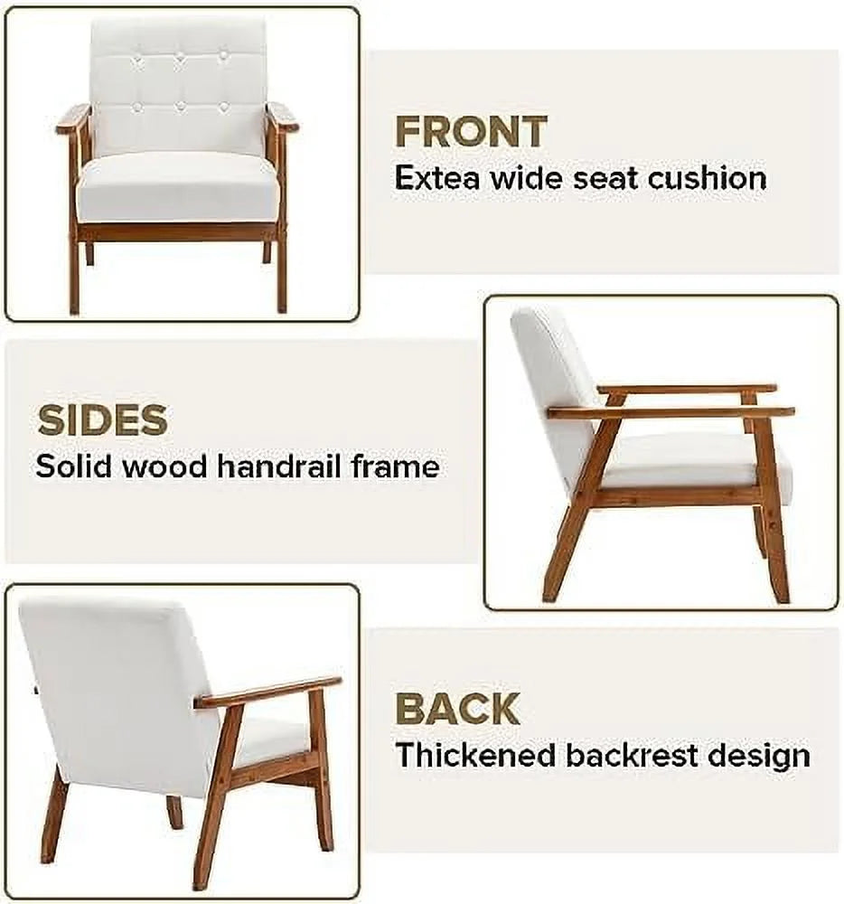 Mid Century Modern Linen Fabric Arm Chair Set of 2 Y6628
