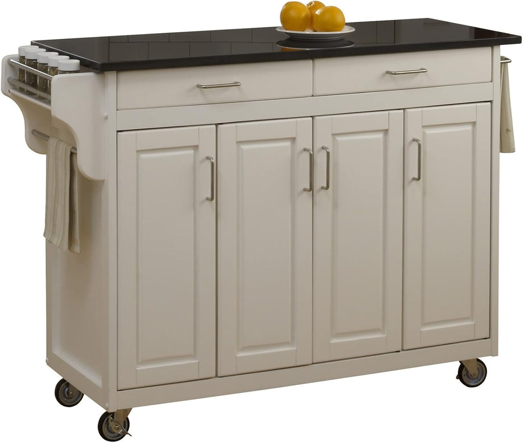 Black Finish Four Door Kitchen Cart with Stainless Steel Top V88852
