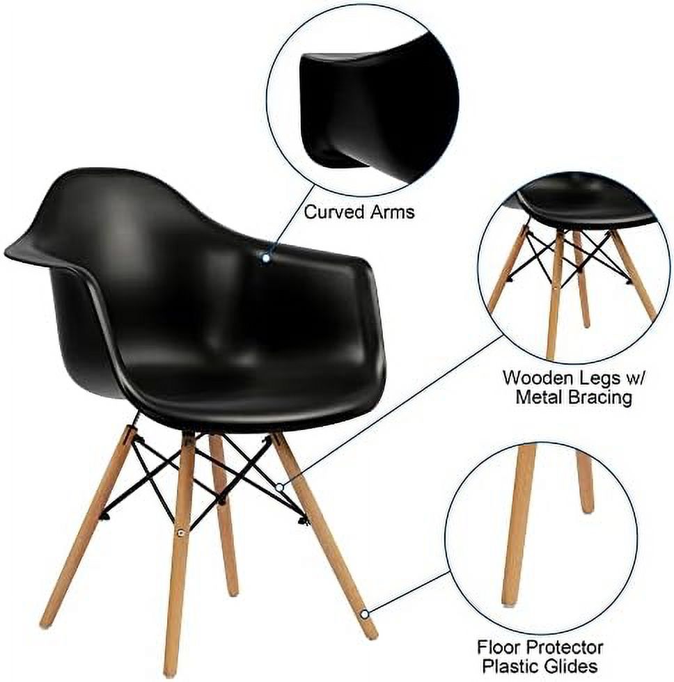 White Set of 4 Plastic Dining Chairs with Wood Legs F89890
