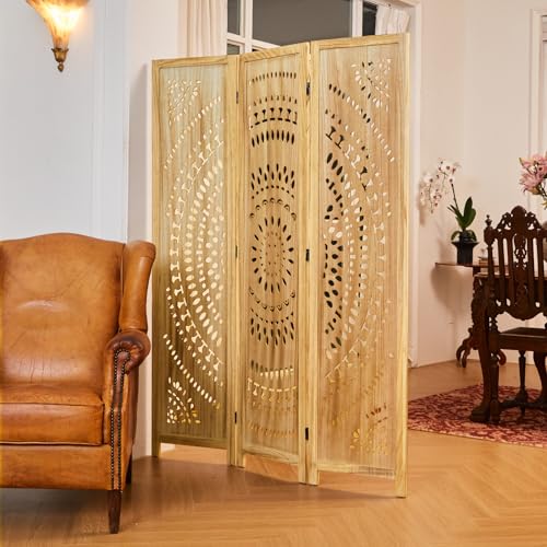 Wood Carved Folding Room Divider Screen 6 Panels D356