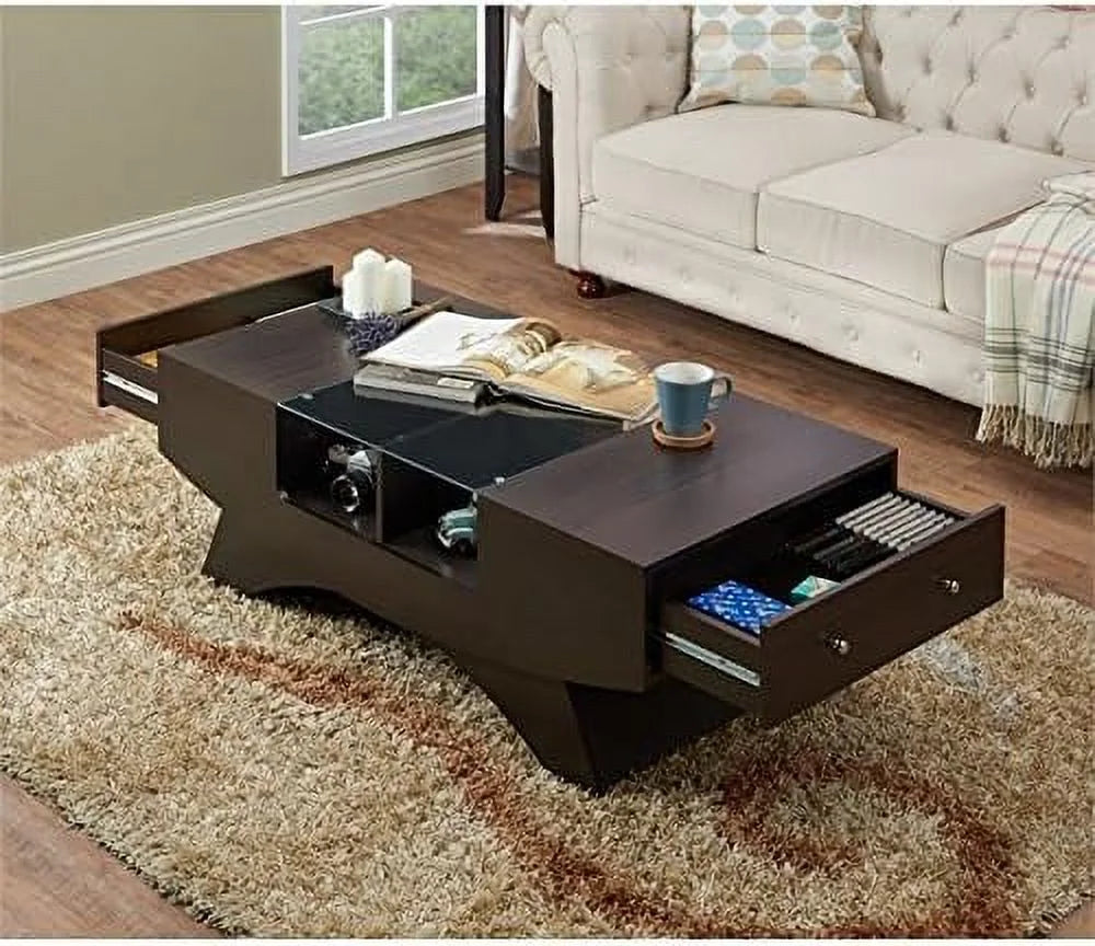 Wooden Glass Top Coffee Table L585