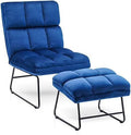 Dark Grey Velvet Accent Chair with Ottoman R5600