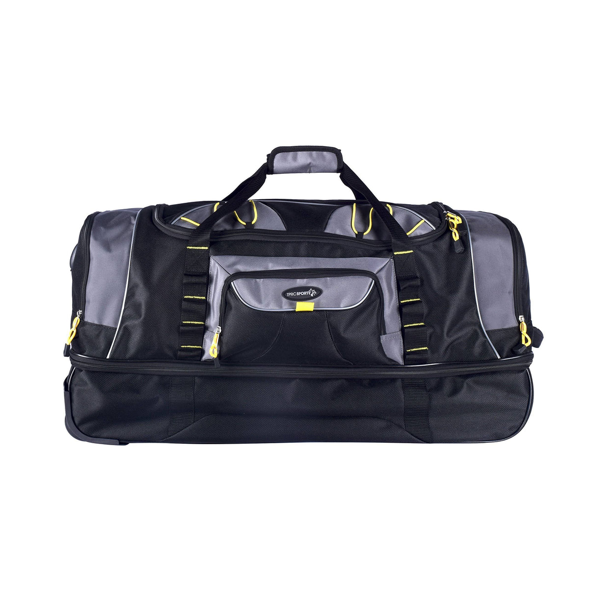 30 in. 2-Section Drop-Bottom Rolling Duffel, Black/Gray L613123
