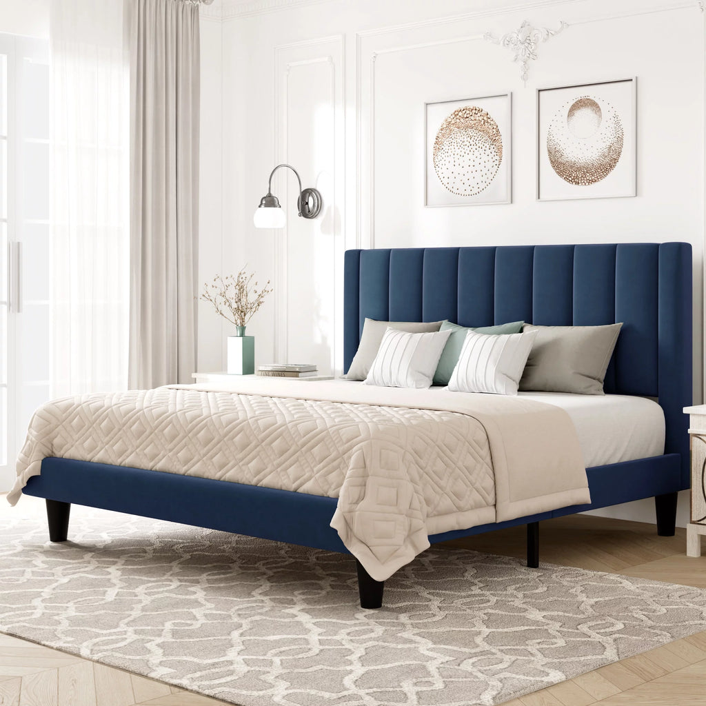 Queen Size Pink Velvet Upholstered Bed Frame V58825