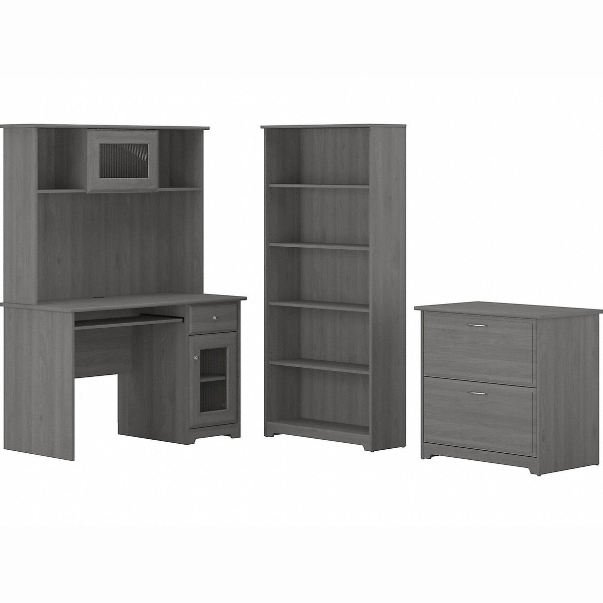 Small Computer Desk with Hutch in Modern Gray E952