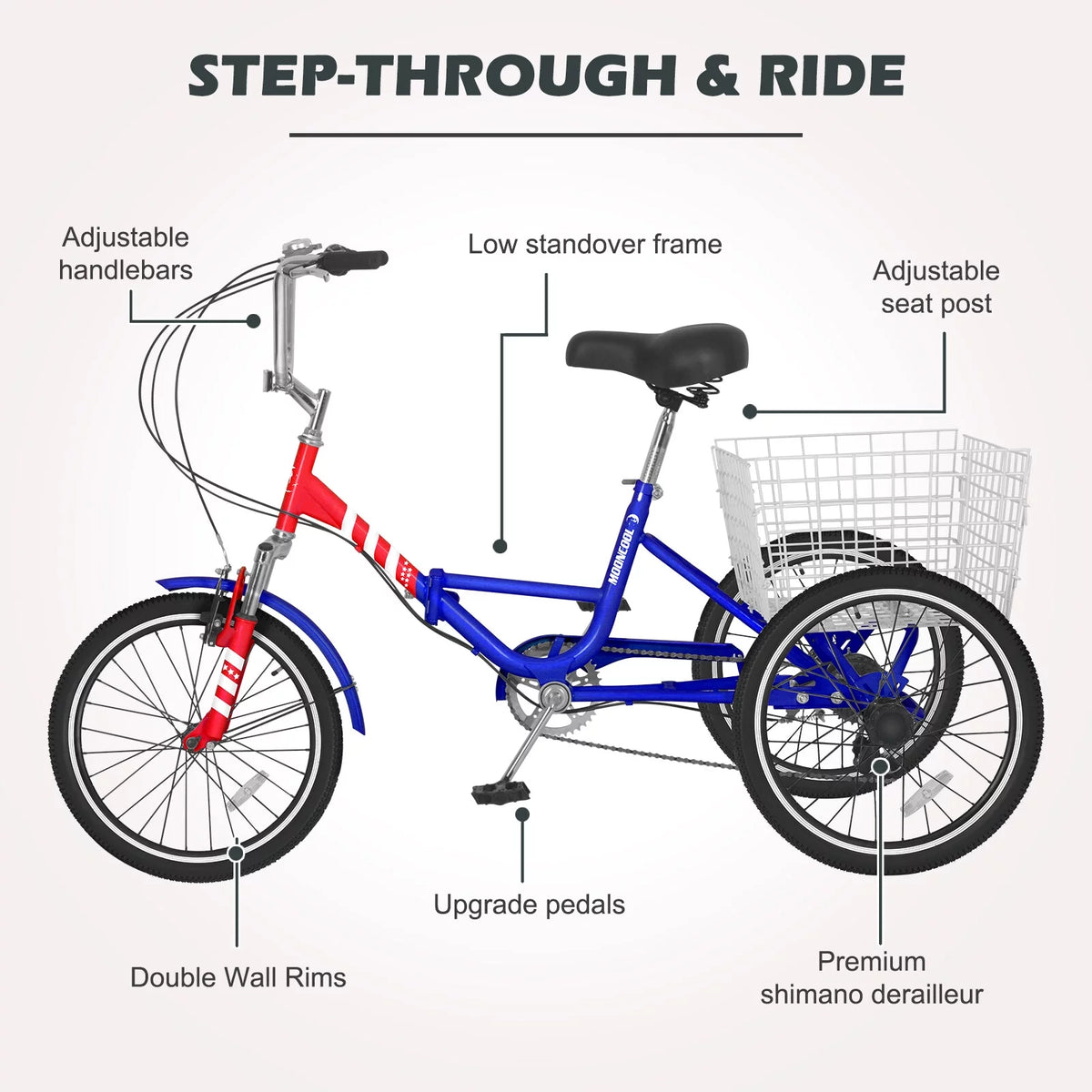 24 Inch 7-Speed 3 Wheels Folding Tricycle N706093