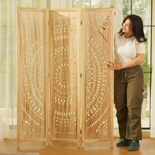 Wood Carved Folding Room Divider Screen 6 Panels D356