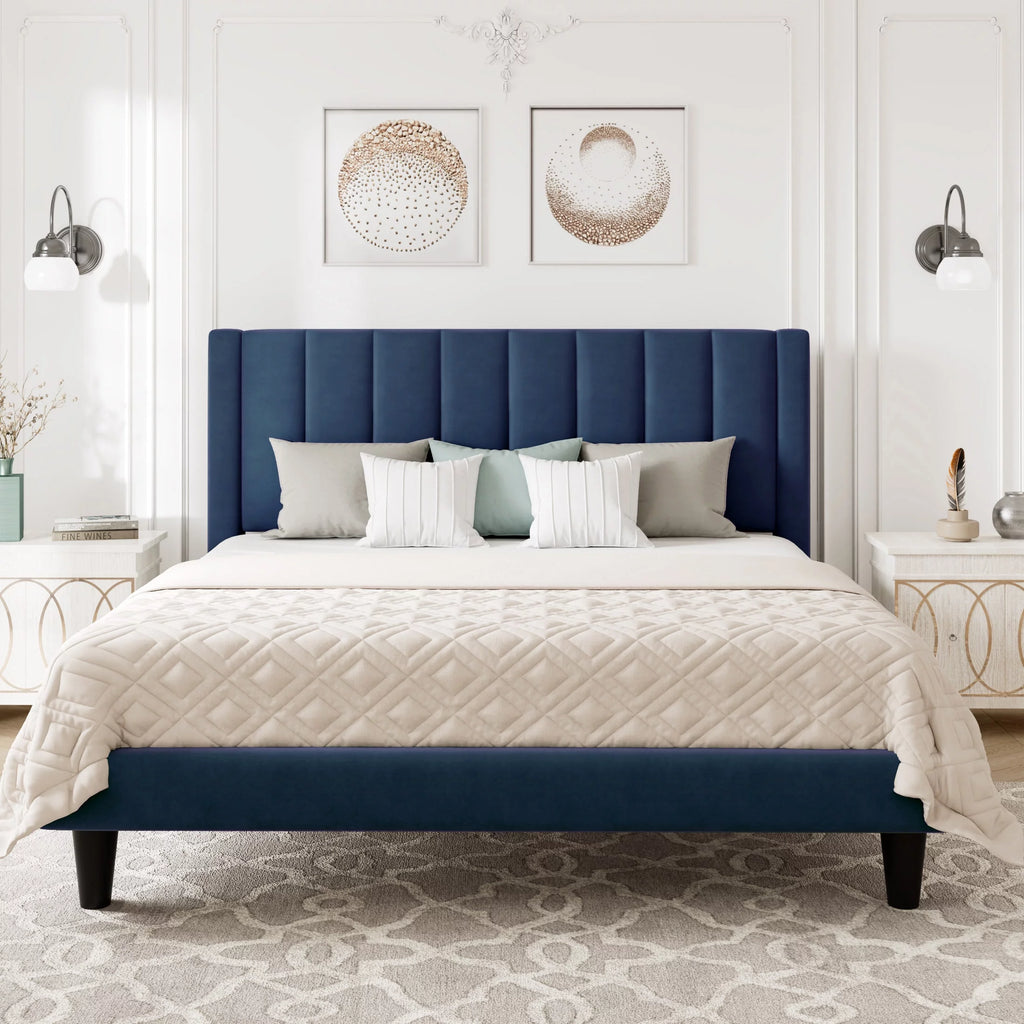 Queen Size Pink Velvet Upholstered Bed Frame V58825