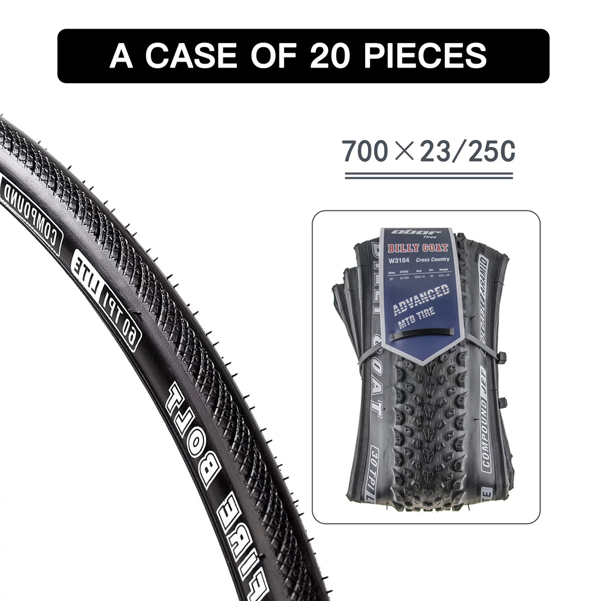 20 PACK 700x25c Foldable 60 TPI Road Bike Tire W127