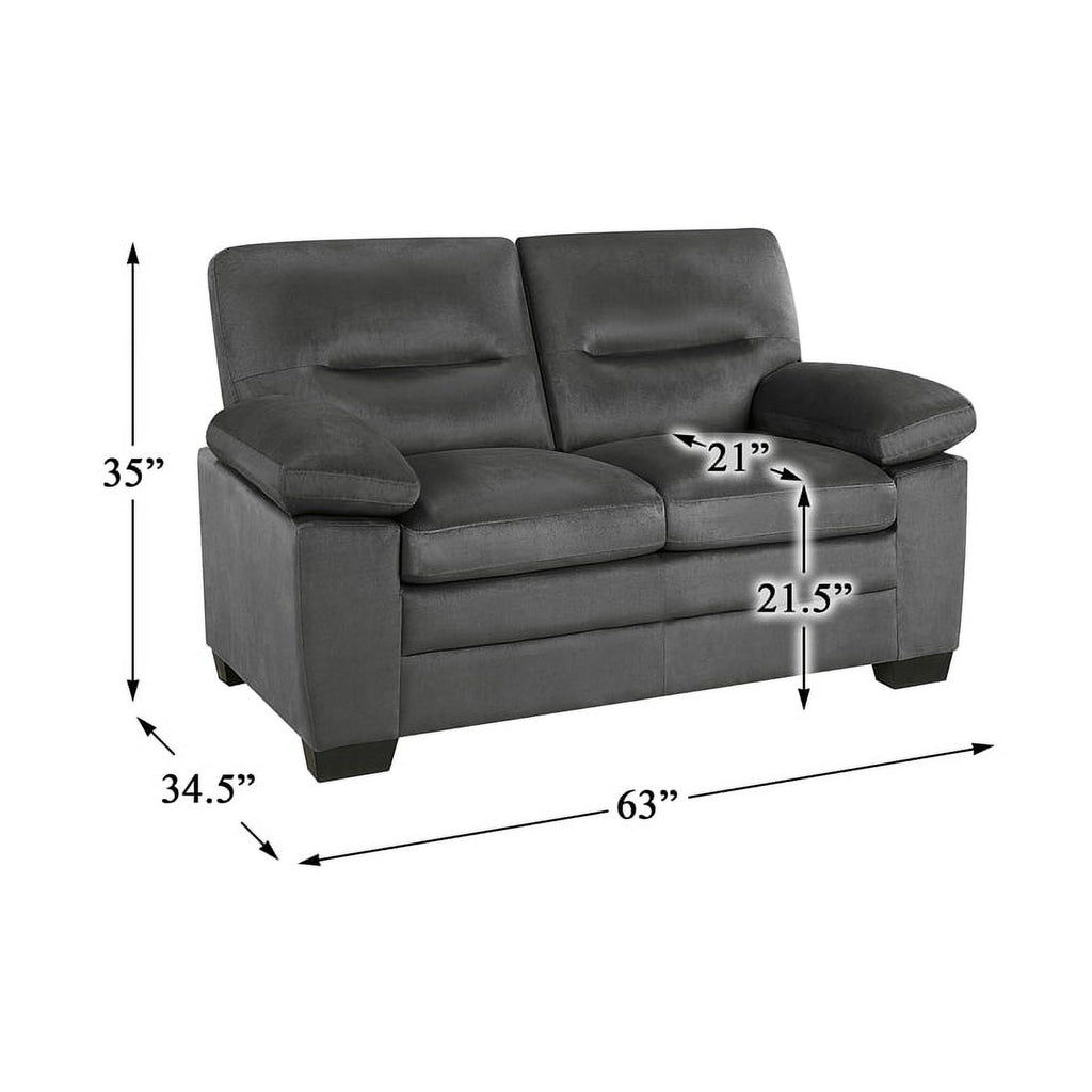 Dark Gray Textured Fabric 2-Piece Upholstered Sofa Set G198439