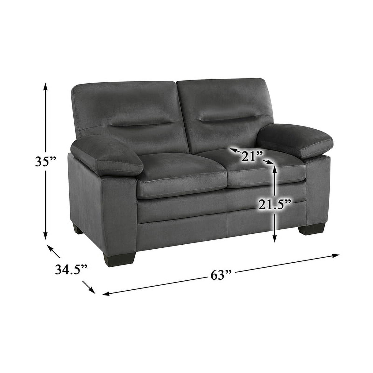 Dark Gray Textured Fabric 2-Piece Upholstered Sofa Set G198439