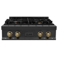 30 In. 4 Gas Burners Black Stainless Steel Rangetop A2874