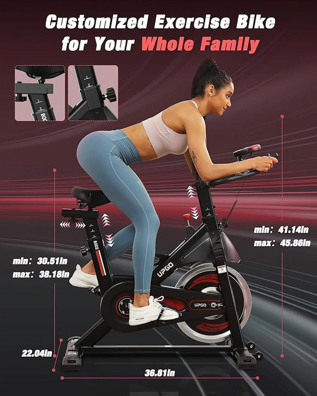 Exercise Bike 270 Lbs Weight Capacity Red Y33356