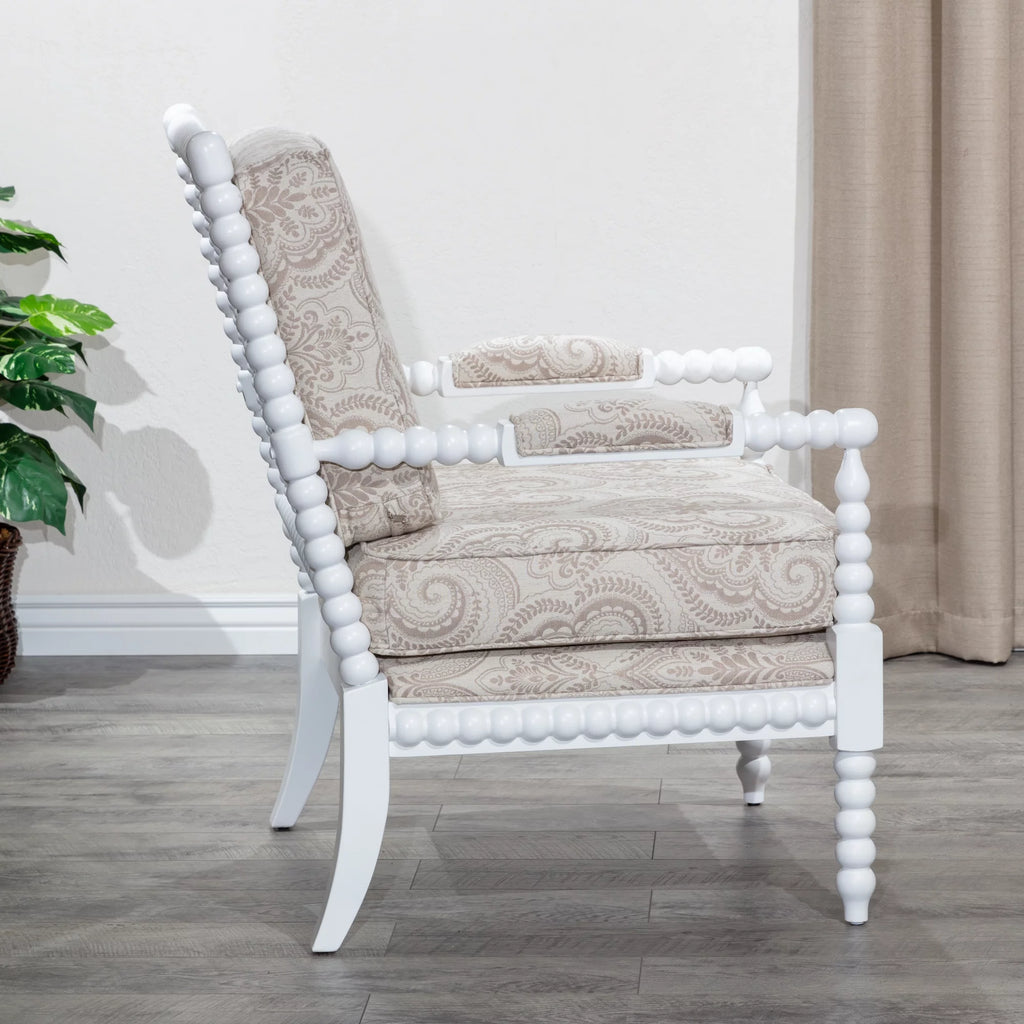 Spindle Chair White/Taupe Paisley Z96198