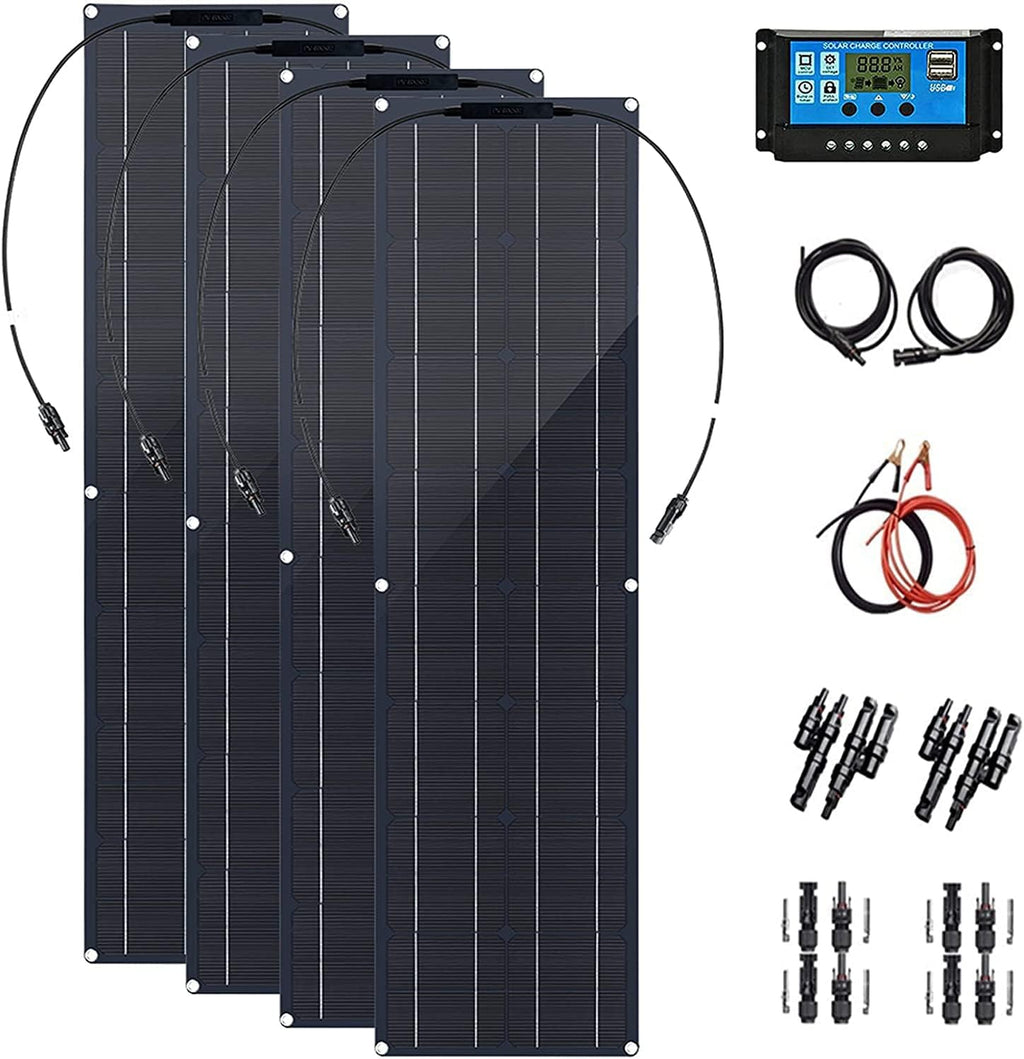 2pcs 200W Semi-Flexible Monocrystalline Solar Panel Kit 12V 400W Q8590