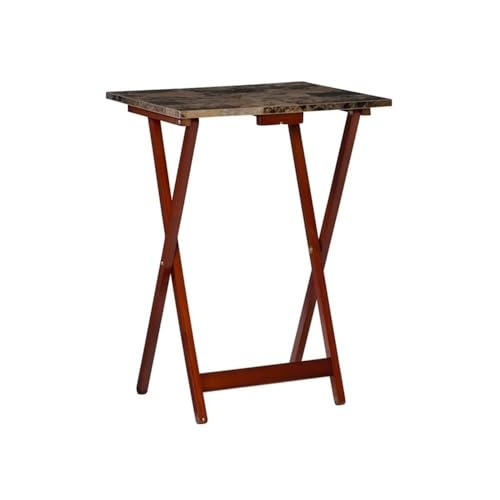 Brown Faux Marble 5 Piece TV Tray Table Set B156
