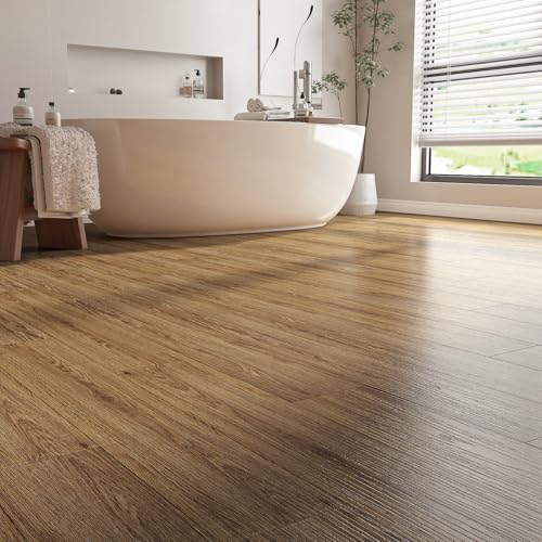 Honey Oak Wood Peel and Stick Vinyl Floor Tiles 36"x6" 18 PCS Waterproof I6797