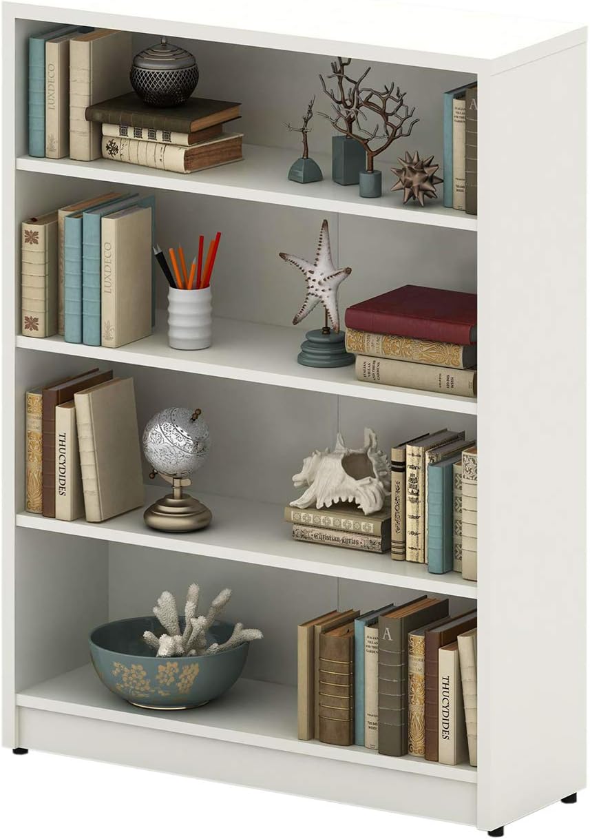 5-Shelf White Wood Bookcase O3163